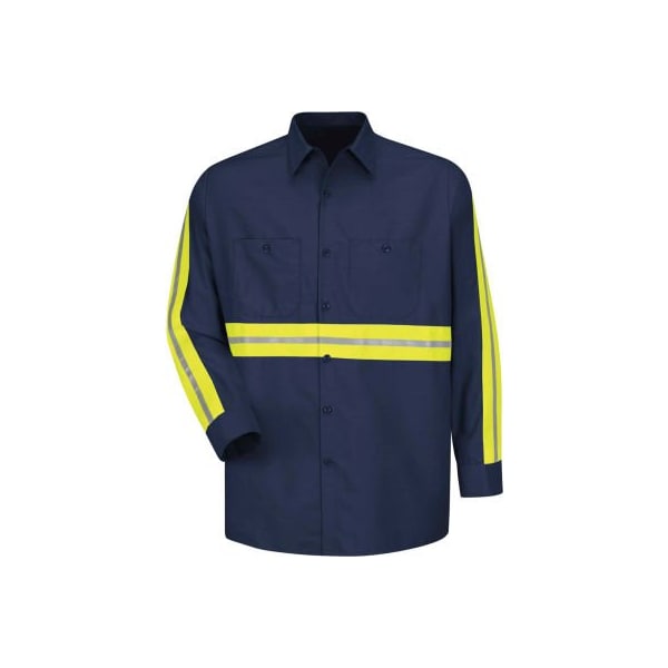 Vf Imagewear Red Kap Enhanced Visibility Industrial Long Sleeve Work Shirt, Navy, Poly/Cotton, Regular L SP14ENRGL - main